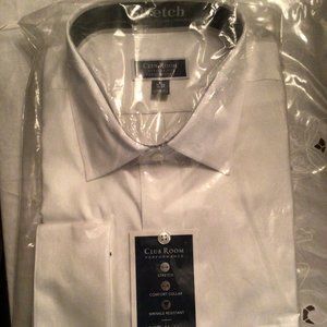 mens white long sleeve stretch performance wrinkle resistant shirt